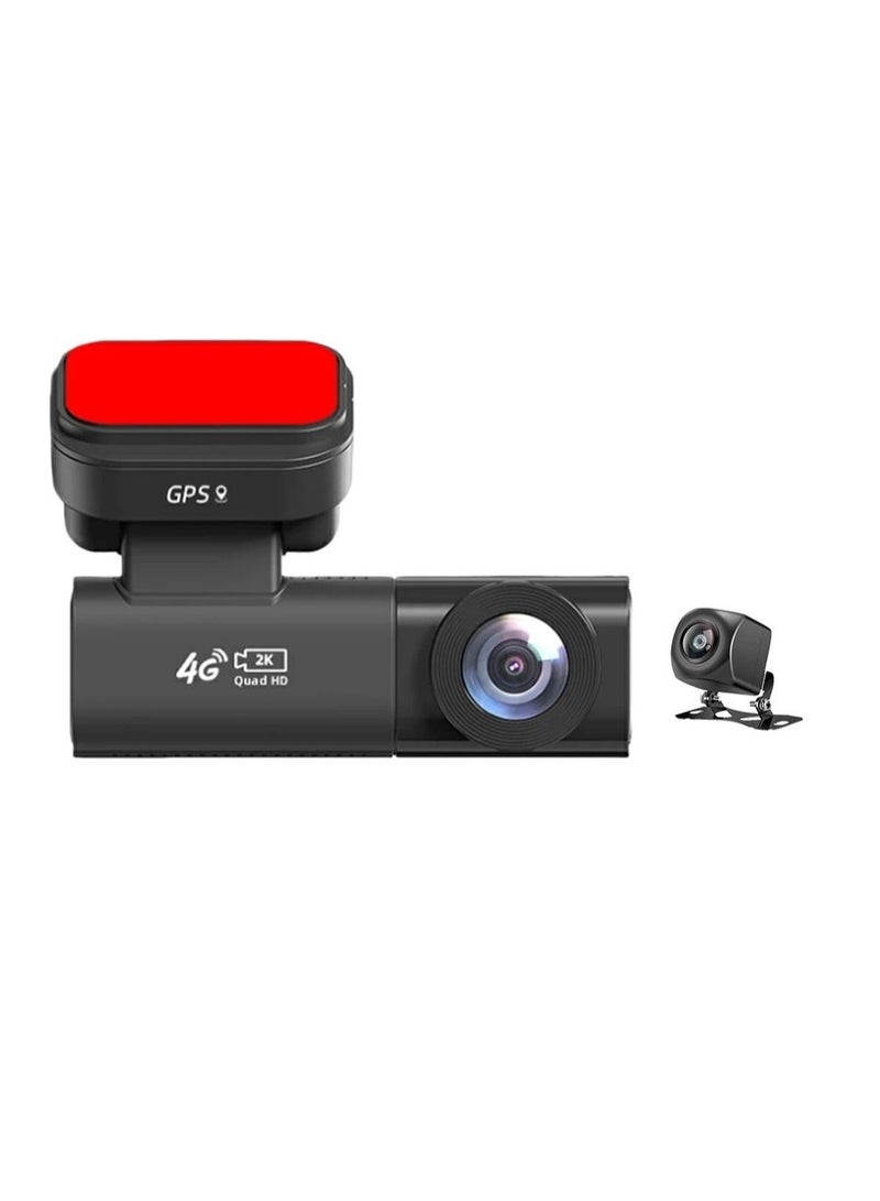كاميرا داشكام ZM4 ثنائية العدسة بدقة 2K 1080P، أمامية وخلفية، مزودة بتقنية 4G Live، تتبع GPS، رؤية ليلية، تحكم عن بعد، تحكم عبر تطبيق، تسجيل متواصل، بطاقة ذاكرة SD سعة 64 جيجابايت مرفقة - Image 1